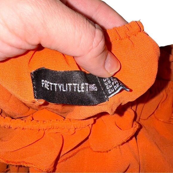 Pretty Little Thing Orange Off The Shoulder Dress - Size 18 - Picture 4 of 7